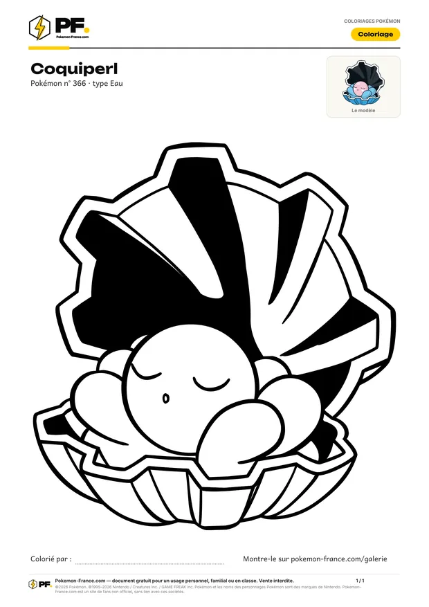 Coloriage Coquiperl à imprimer au format A4