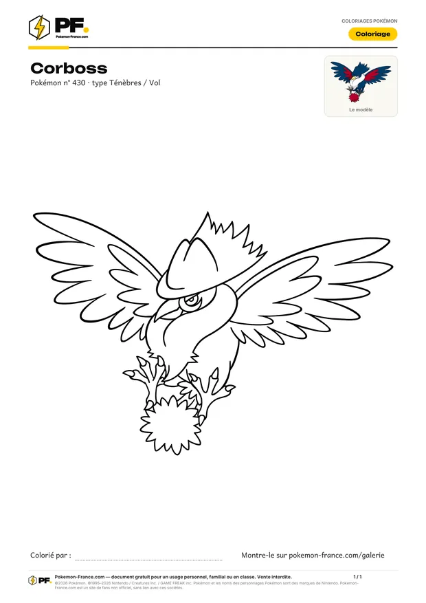 Coloriage Corboss à imprimer au format A4