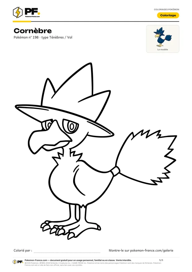 Coloriage Cornèbre à imprimer au format A4