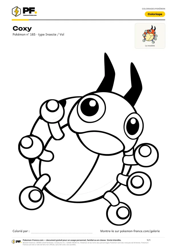 Coloriage Coxy à imprimer au format A4