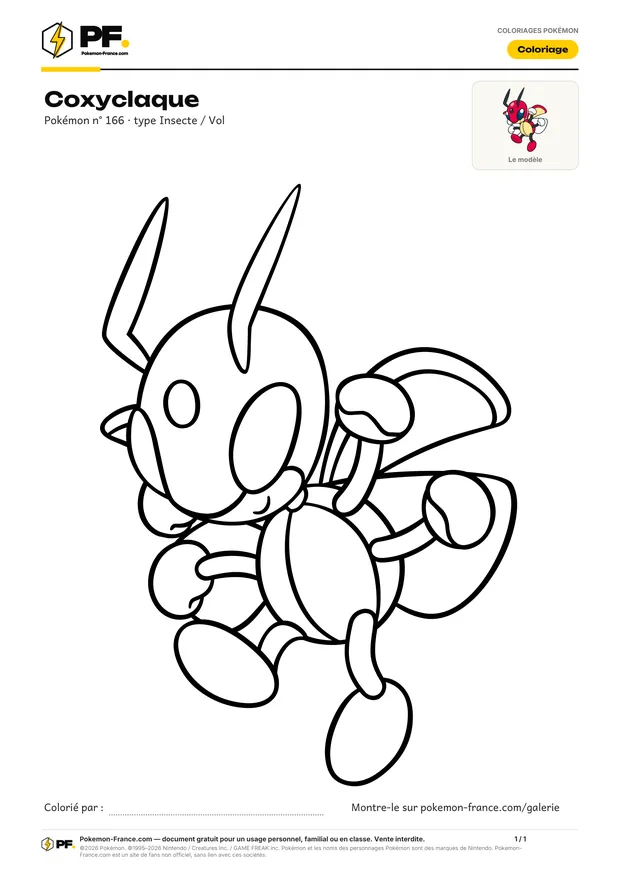 Coloriage Coxyclaque à imprimer au format A4