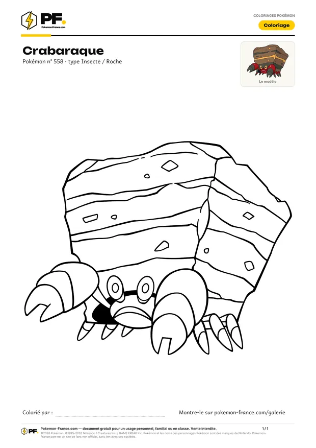 Coloriage Crabaraque à imprimer au format A4
