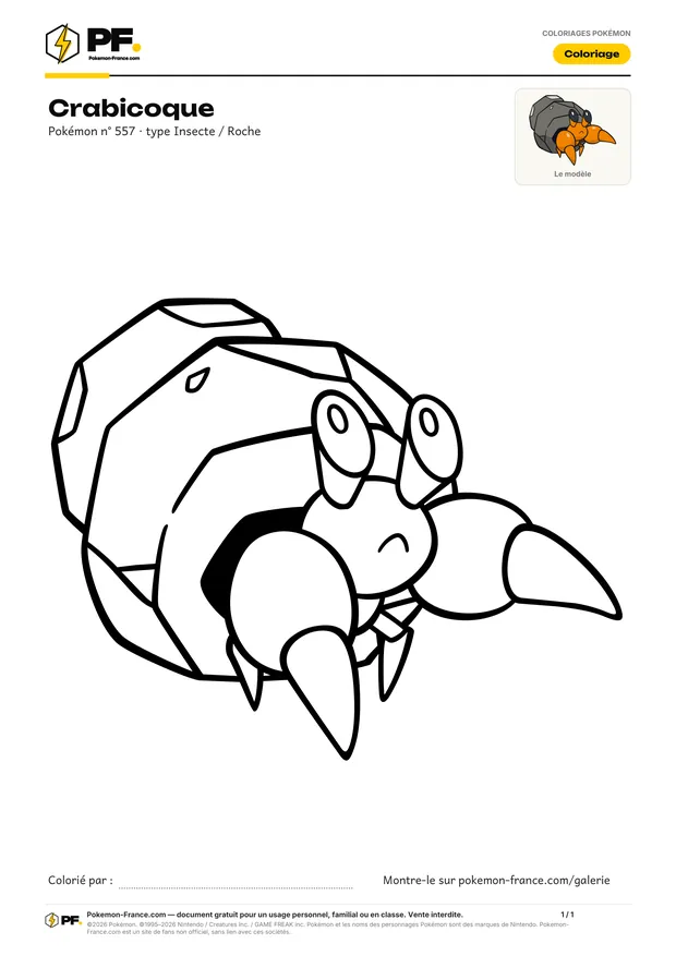 Coloriage Crabicoque à imprimer au format A4
