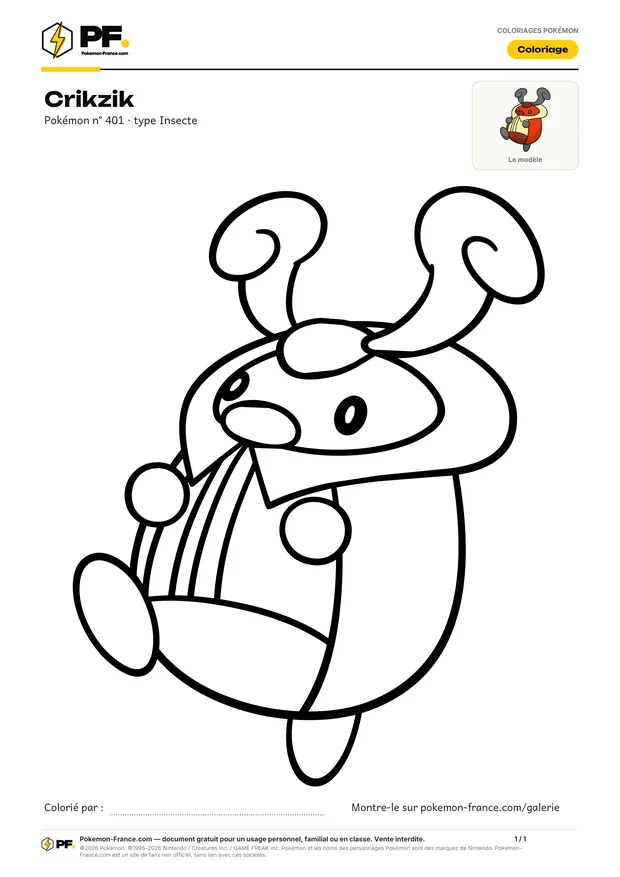 Coloriage Crikzik à imprimer au format A4