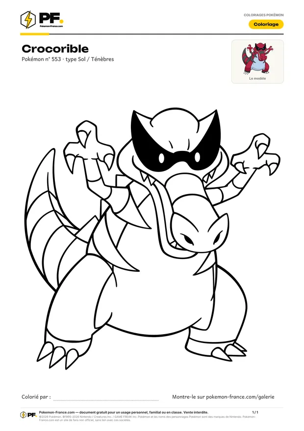 Coloriage Crocorible à imprimer au format A4