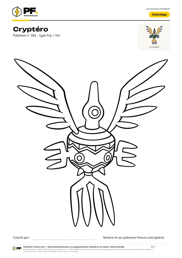 Coloriage Cryptéro à imprimer au format A4