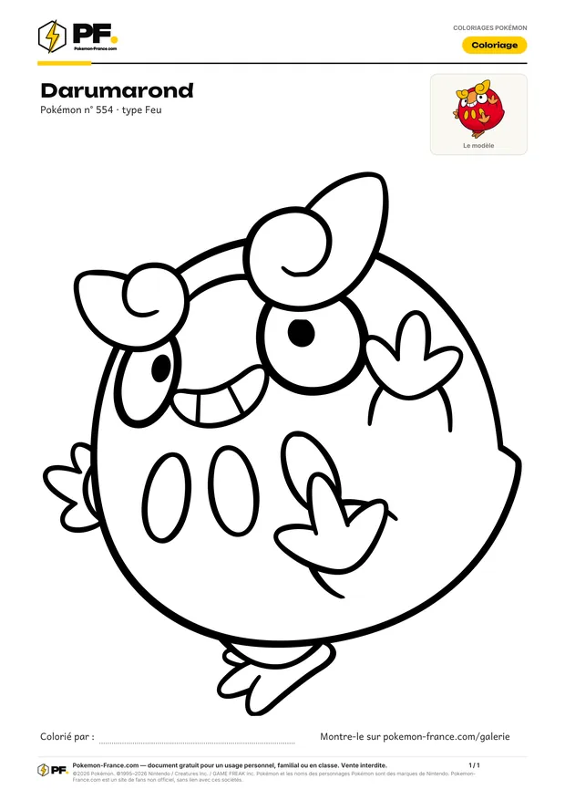 Coloriage Darumarond à imprimer au format A4