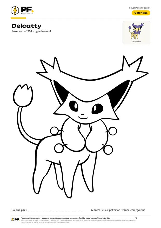 Coloriage Delcatty à imprimer au format A4