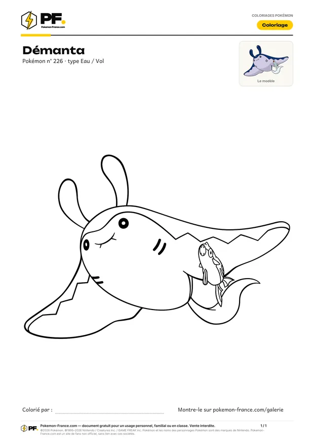 Coloriage Démanta à imprimer au format A4