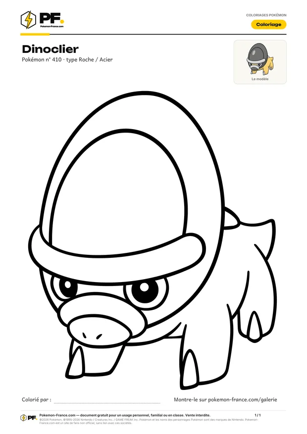 Coloriage Dinoclier à imprimer au format A4