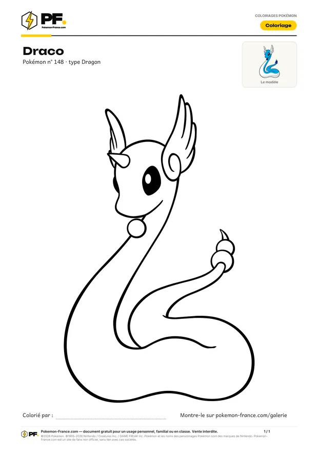 Coloriage Draco à imprimer au format A4