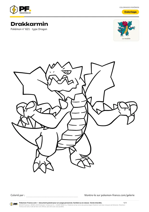 Coloriage Drakkarmin à imprimer au format A4