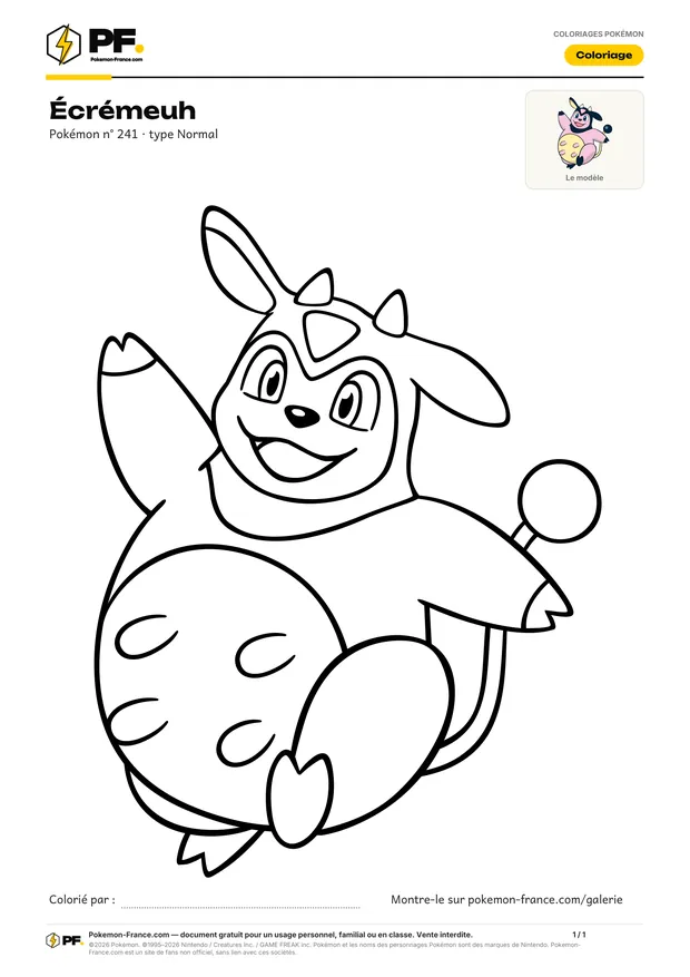 Coloriage Écrémeuh à imprimer au format A4