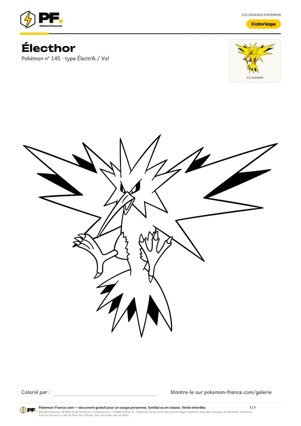 Coloriage Électhor à imprimer au format A4