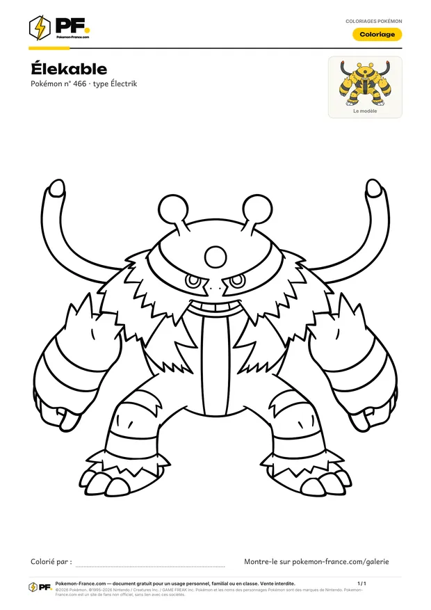 Coloriage Élekable à imprimer au format A4