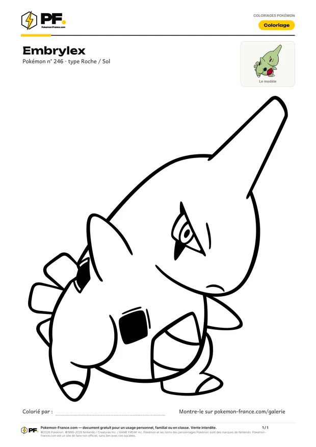 Coloriage Embrylex à imprimer au format A4