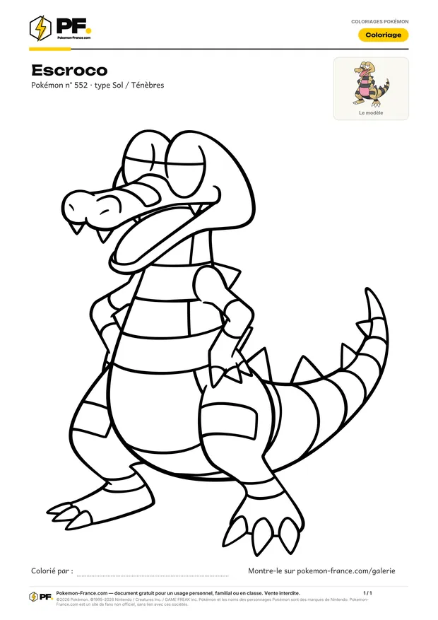 Coloriage Escroco à imprimer au format A4