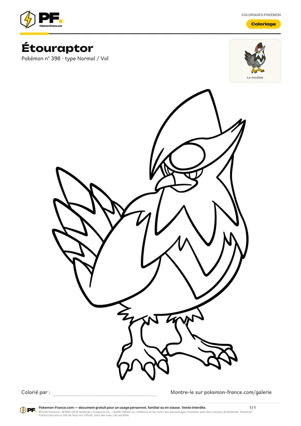 Coloriage Étouraptor à imprimer au format A4