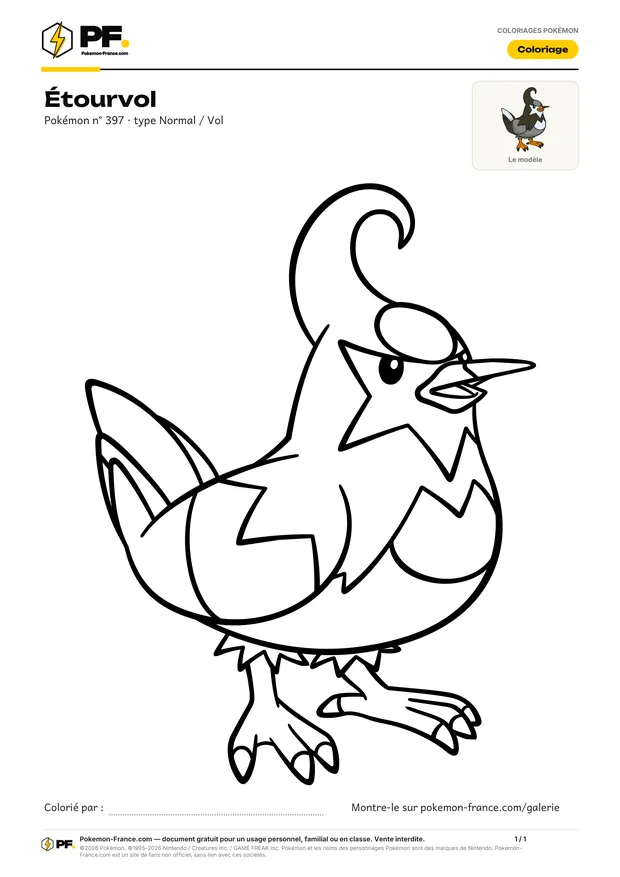 Coloriage Étourvol à imprimer au format A4