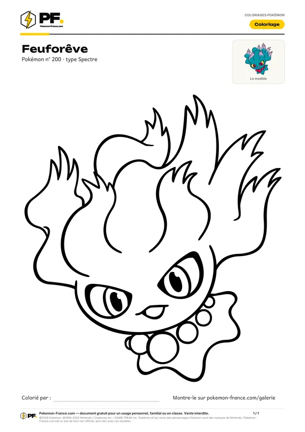 Coloriage Feuforêve à imprimer au format A4