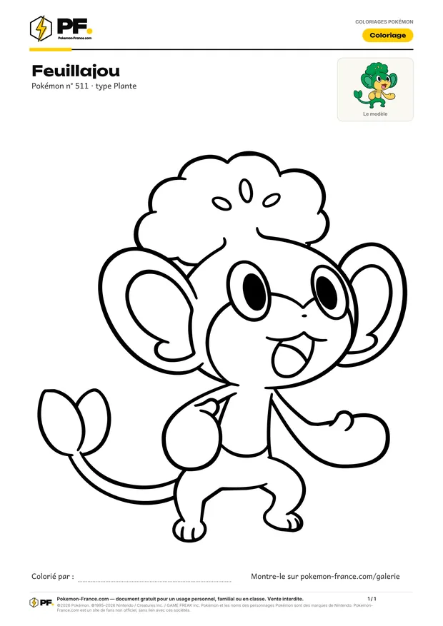 Coloriage Feuillajou à imprimer au format A4