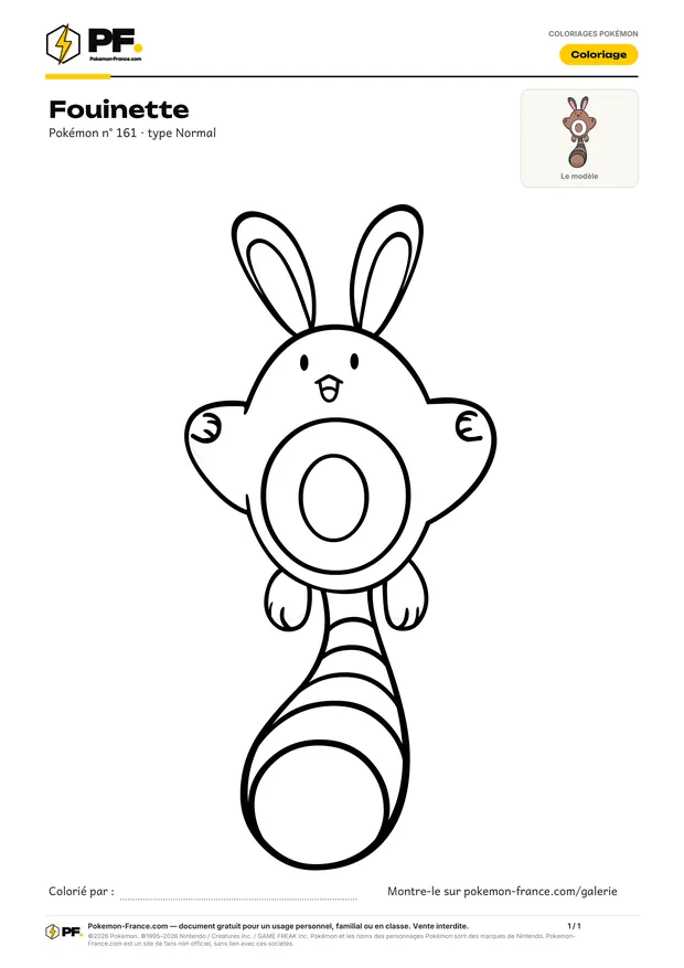 Coloriage Fouinette à imprimer au format A4