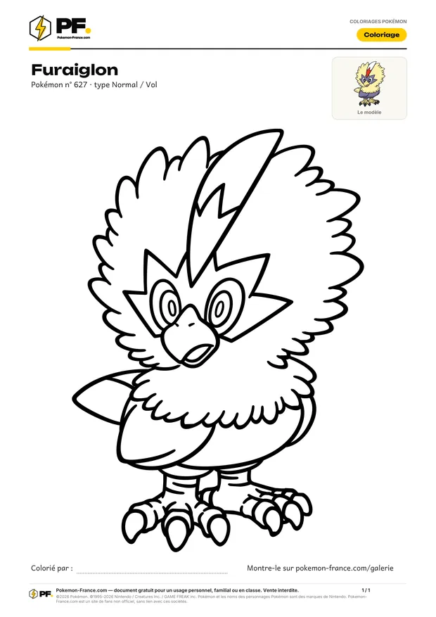 Coloriage Furaiglon à imprimer au format A4