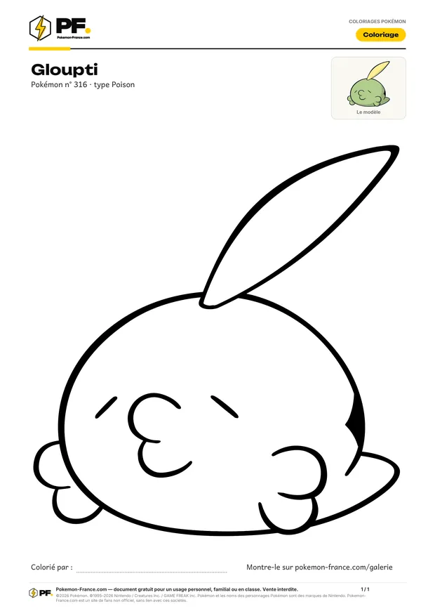Coloriage Gloupti à imprimer au format A4