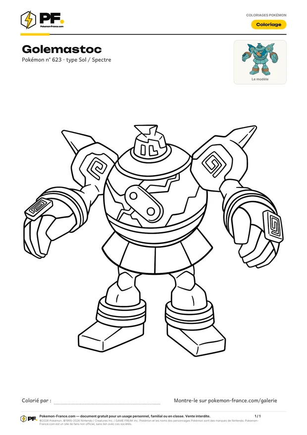 Coloriage Golemastoc à imprimer au format A4
