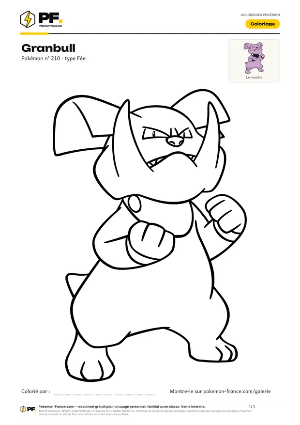 Coloriage Granbull à imprimer au format A4