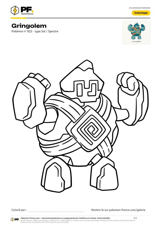 Coloriage Gringolem à imprimer au format A4