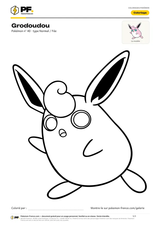 Coloriage Grodoudou à imprimer au format A4