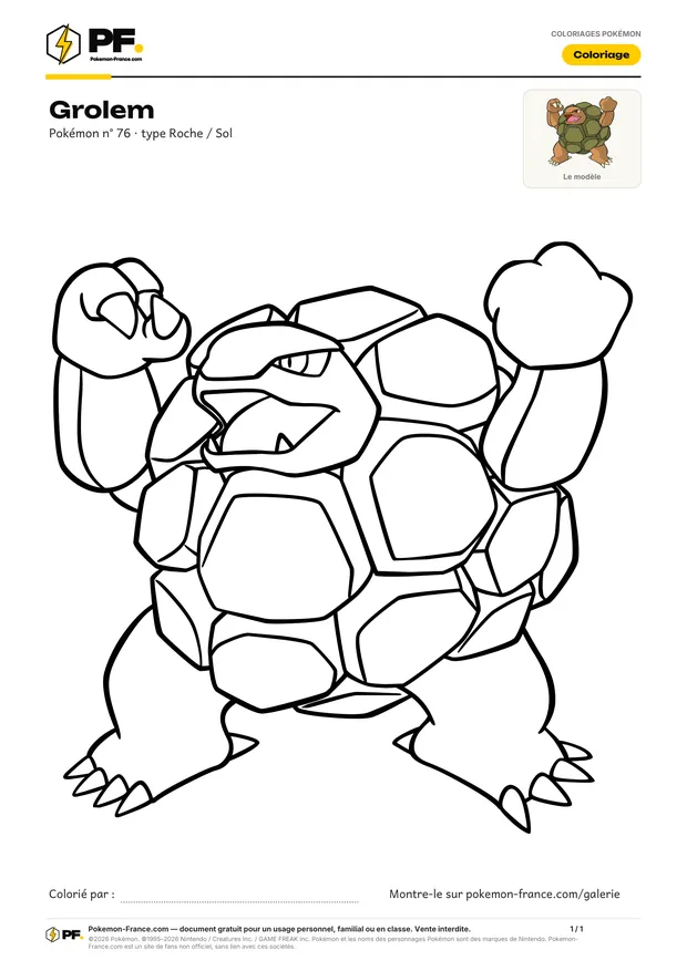 Coloriage Grolem à imprimer au format A4
