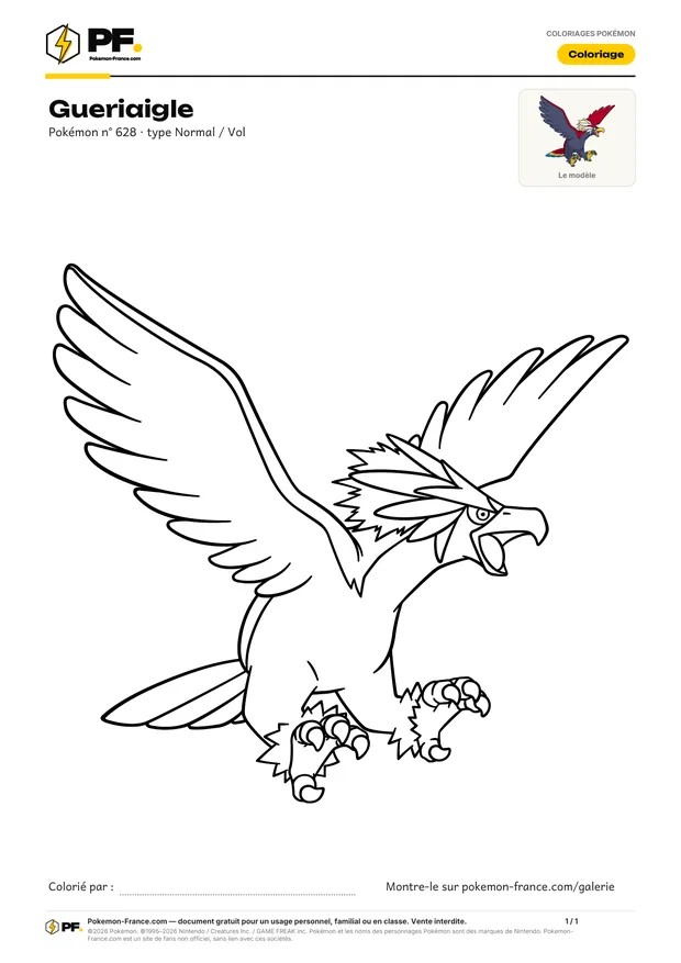 Coloriage Gueriaigle à imprimer au format A4