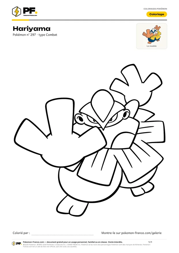 Coloriage Hariyama à imprimer au format A4