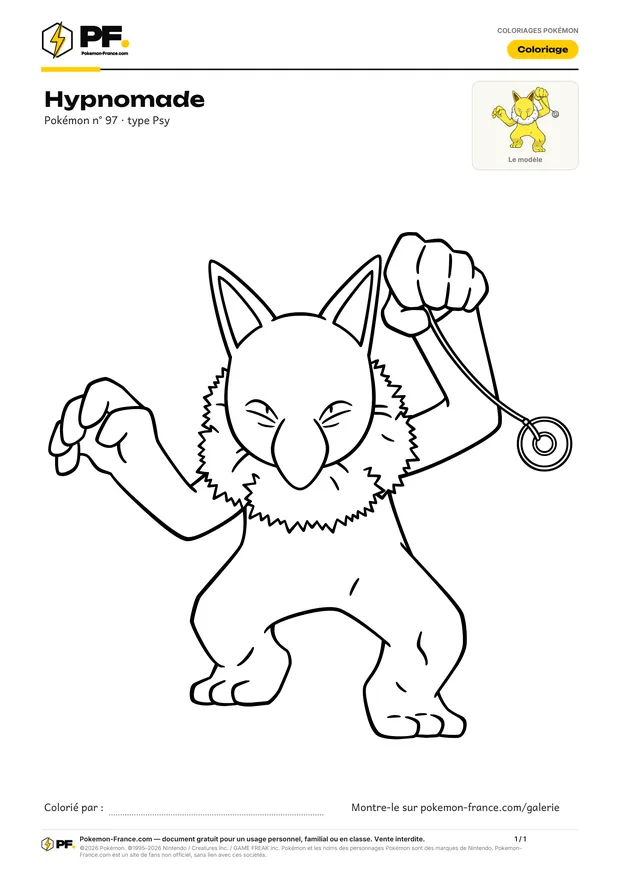 Coloriage Hypnomade à imprimer au format A4