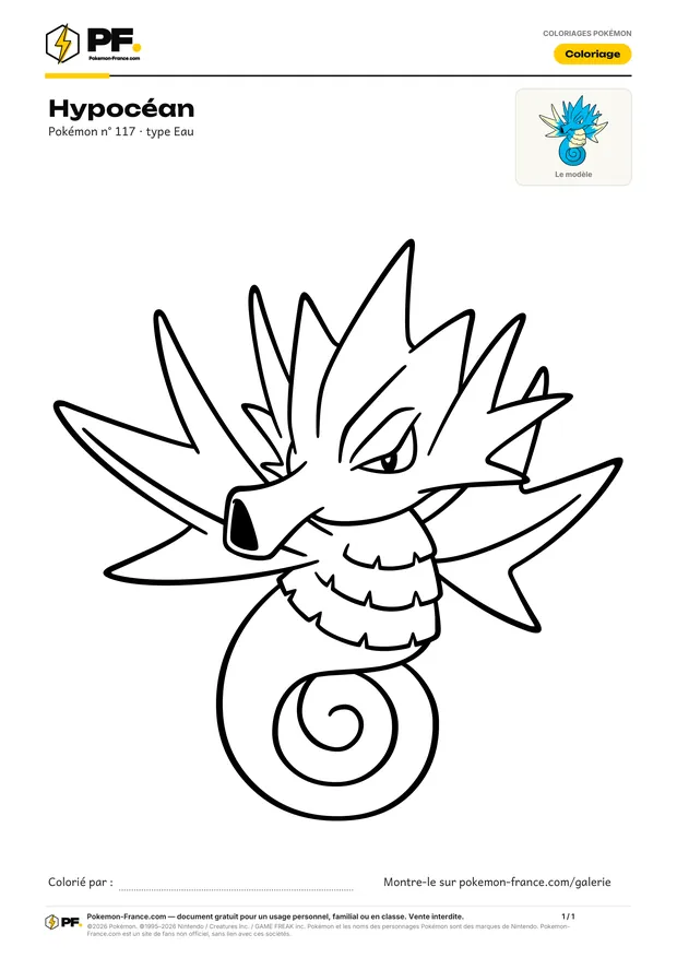 Coloriage Hypocéan à imprimer au format A4