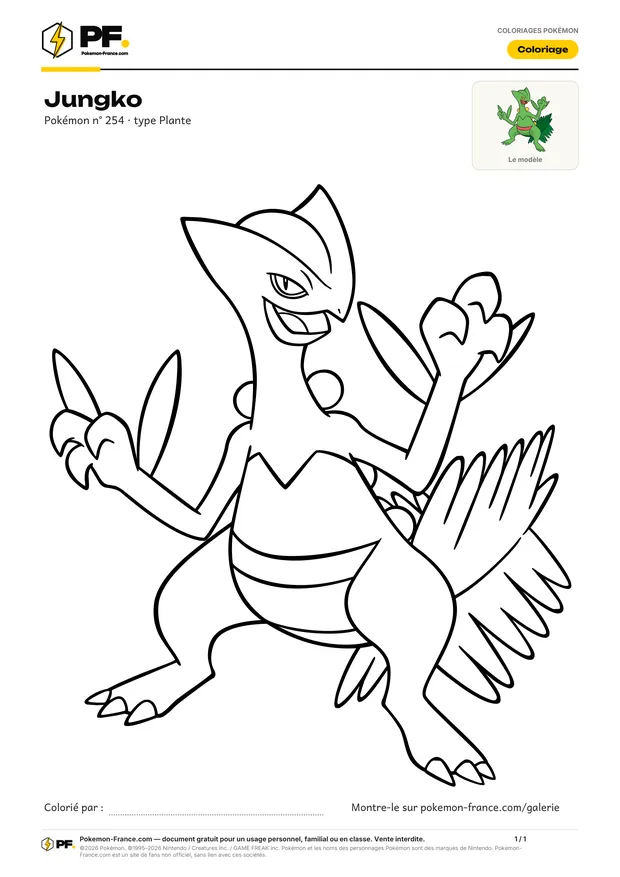 Coloriage Jungko à imprimer au format A4