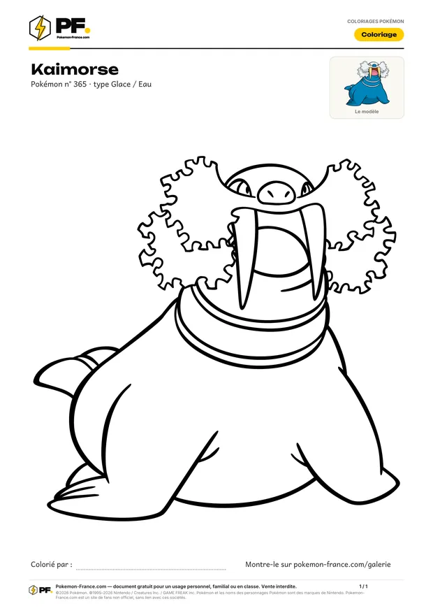 Coloriage Kaimorse à imprimer au format A4