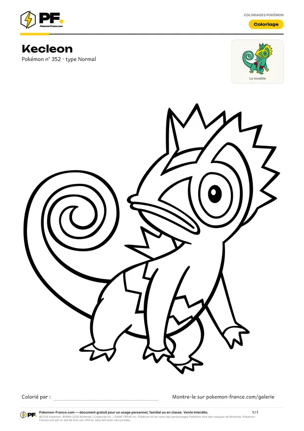 Coloriage Kecleon à imprimer au format A4