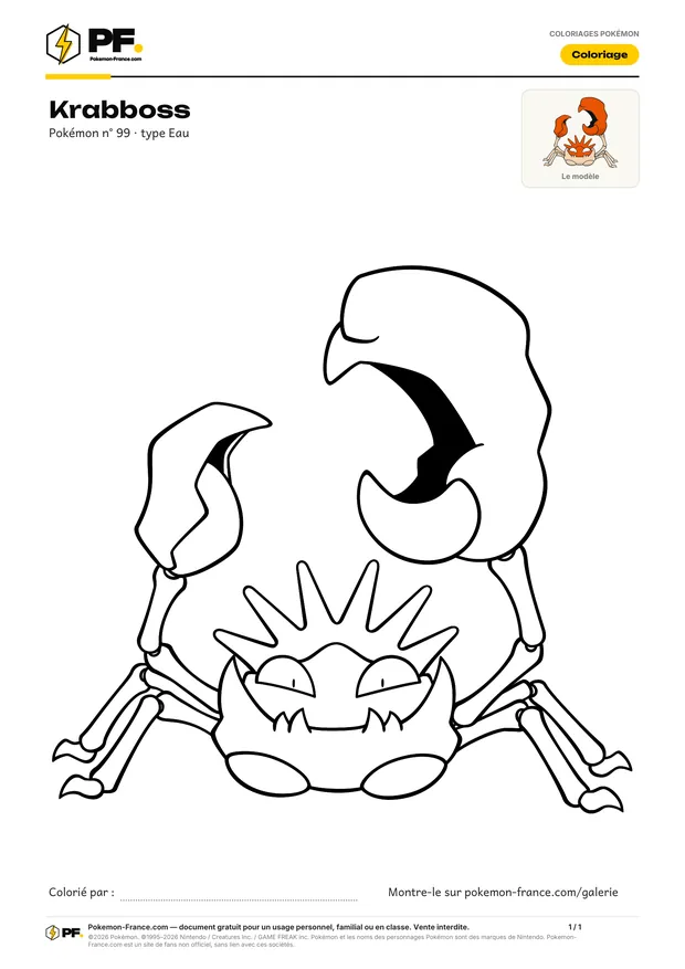 Coloriage Krabboss à imprimer au format A4