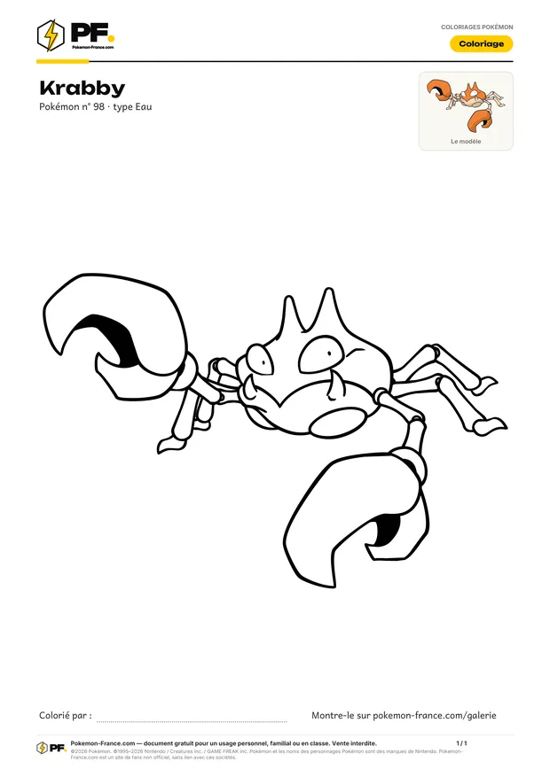 Coloriage Krabby à imprimer au format A4