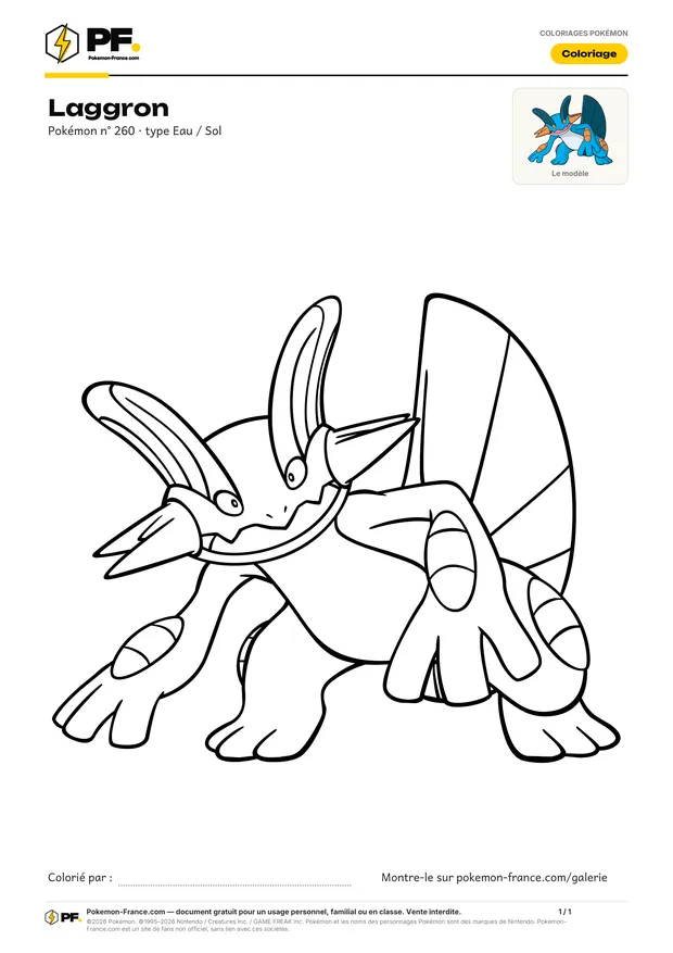 Coloriage Laggron à imprimer au format A4