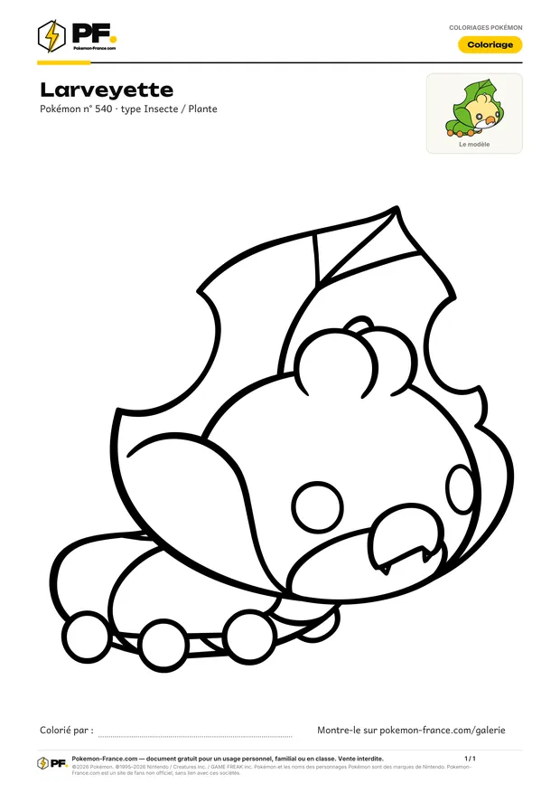 Coloriage Larveyette à imprimer au format A4