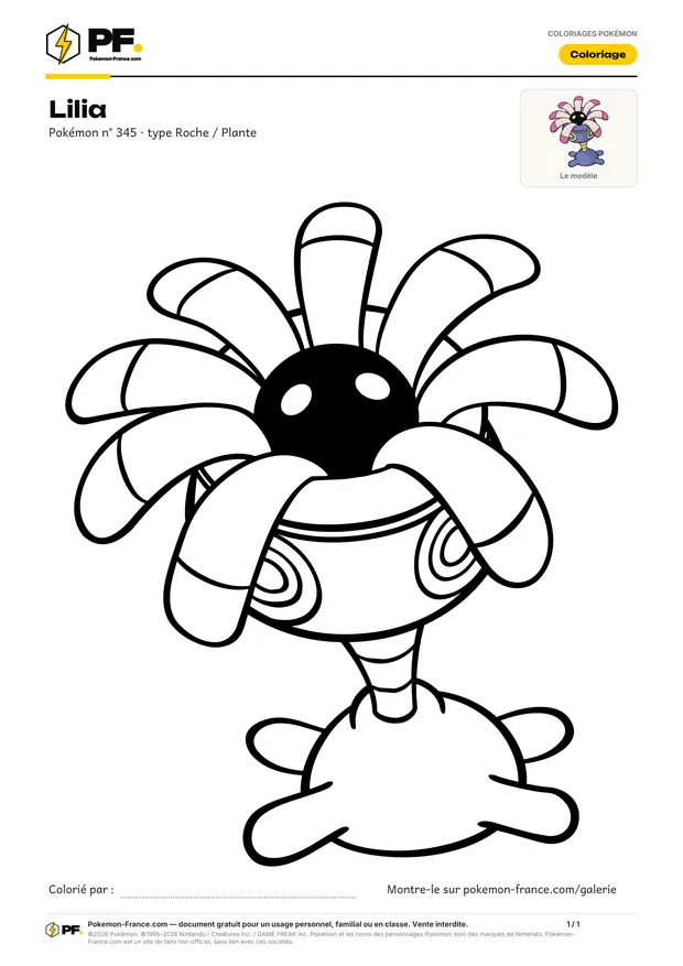 Coloriage Lilia à imprimer au format A4
