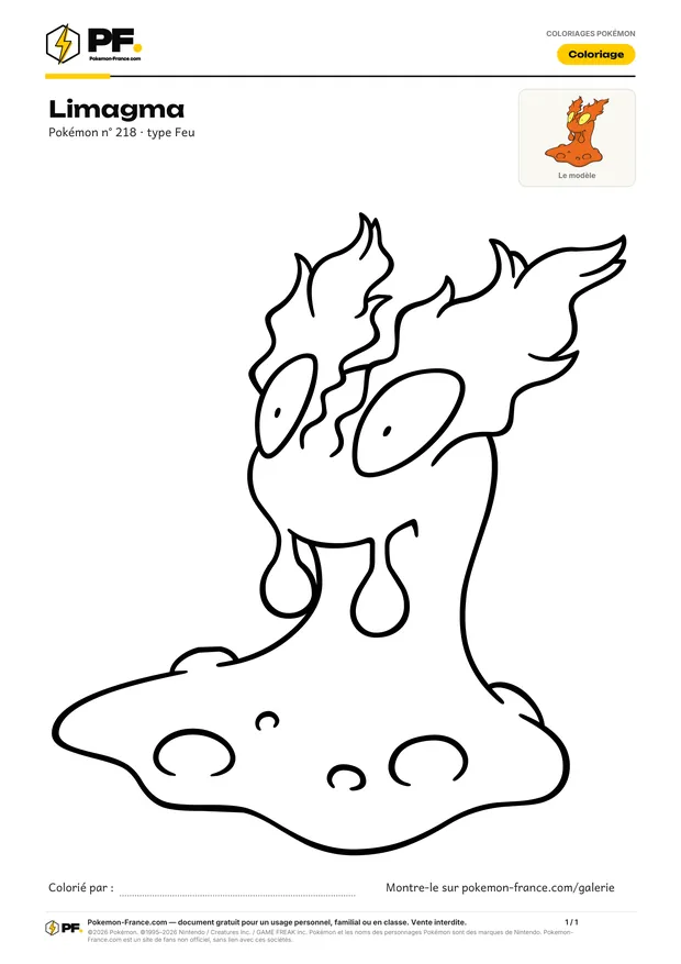 Coloriage Limagma à imprimer au format A4