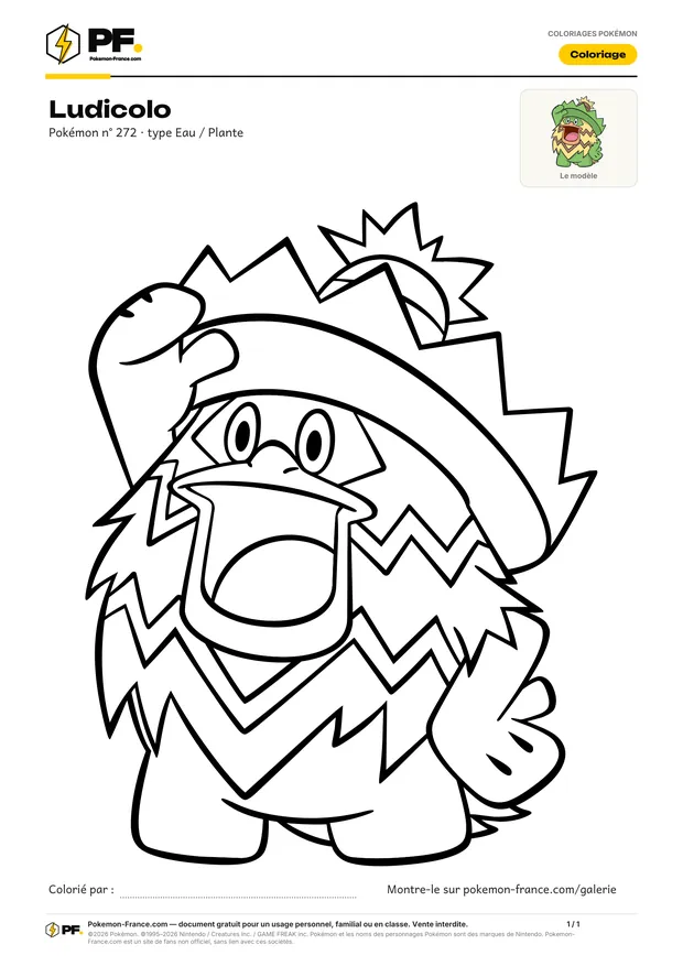 Coloriage Ludicolo à imprimer au format A4