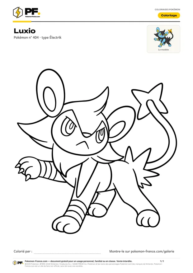 Coloriage Luxio à imprimer au format A4