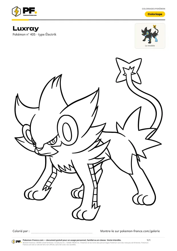 Coloriage Luxray à imprimer au format A4