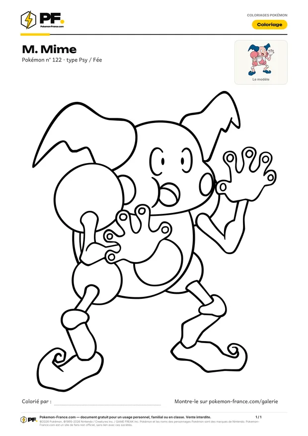 Coloriage M. Mime à imprimer au format A4